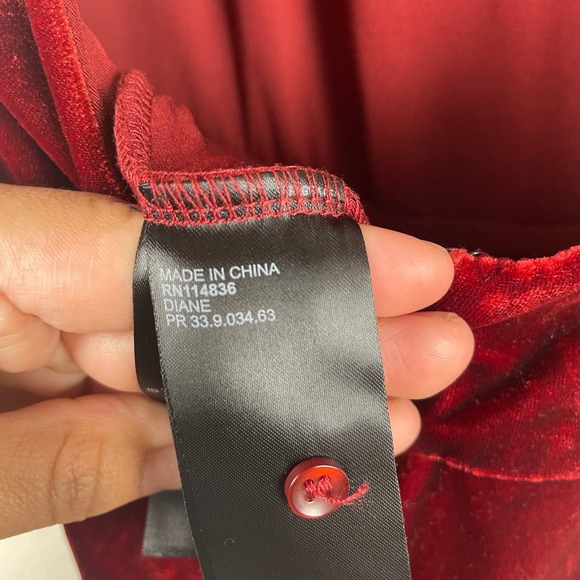 REISS Velvet Mock Neck Sleeveless Wide Leg Jumpsuit Burgundy Size 0 - Picture 5 of 12